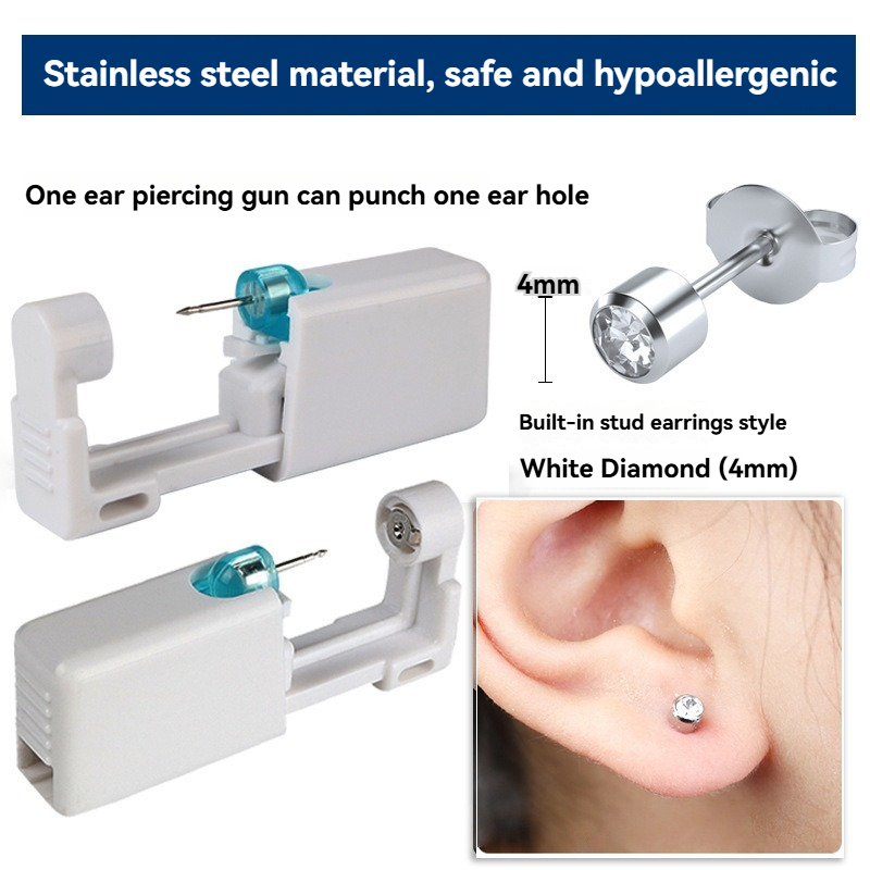 Body Jewelry Lot - 2PCS 4MMDisposable Sterile Ear Piercing Kit,