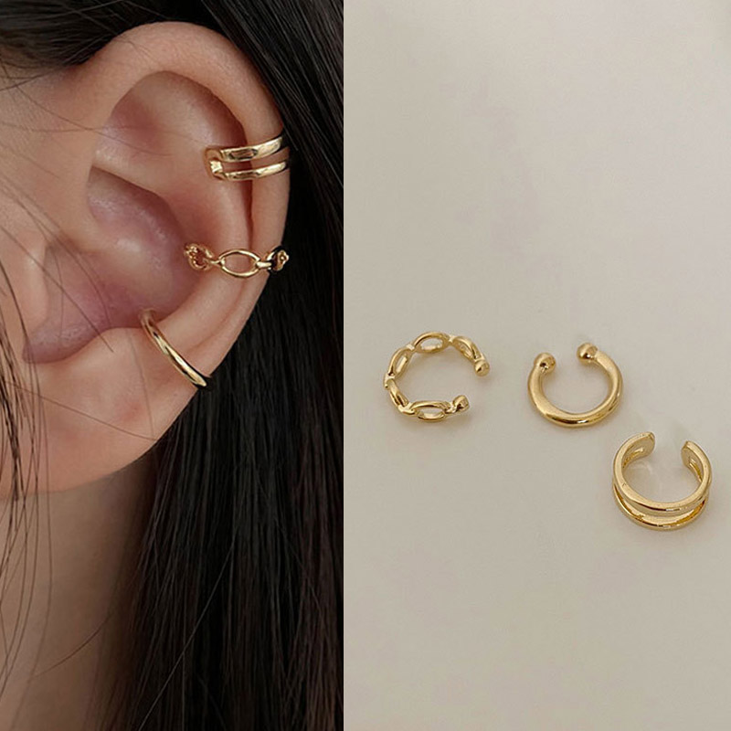 Body Jewelry Lot - 3PCS Gold Silver Color Clip Earrings