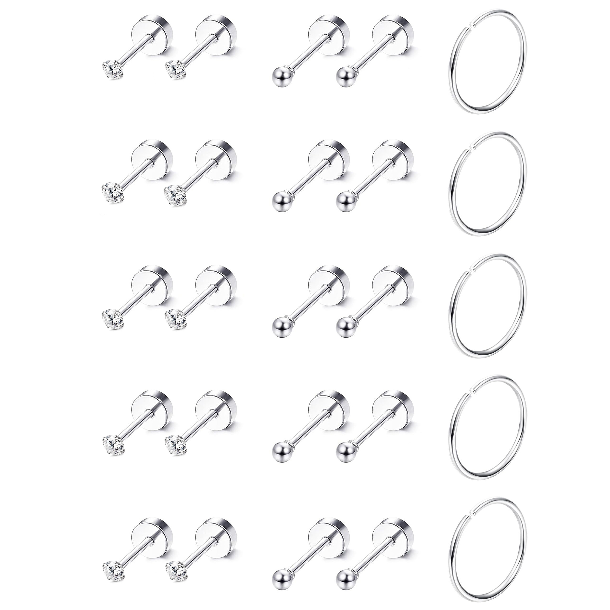 Body Jewelry Kit - 2pcs Tiny Surgical Stainless Steel 2mm