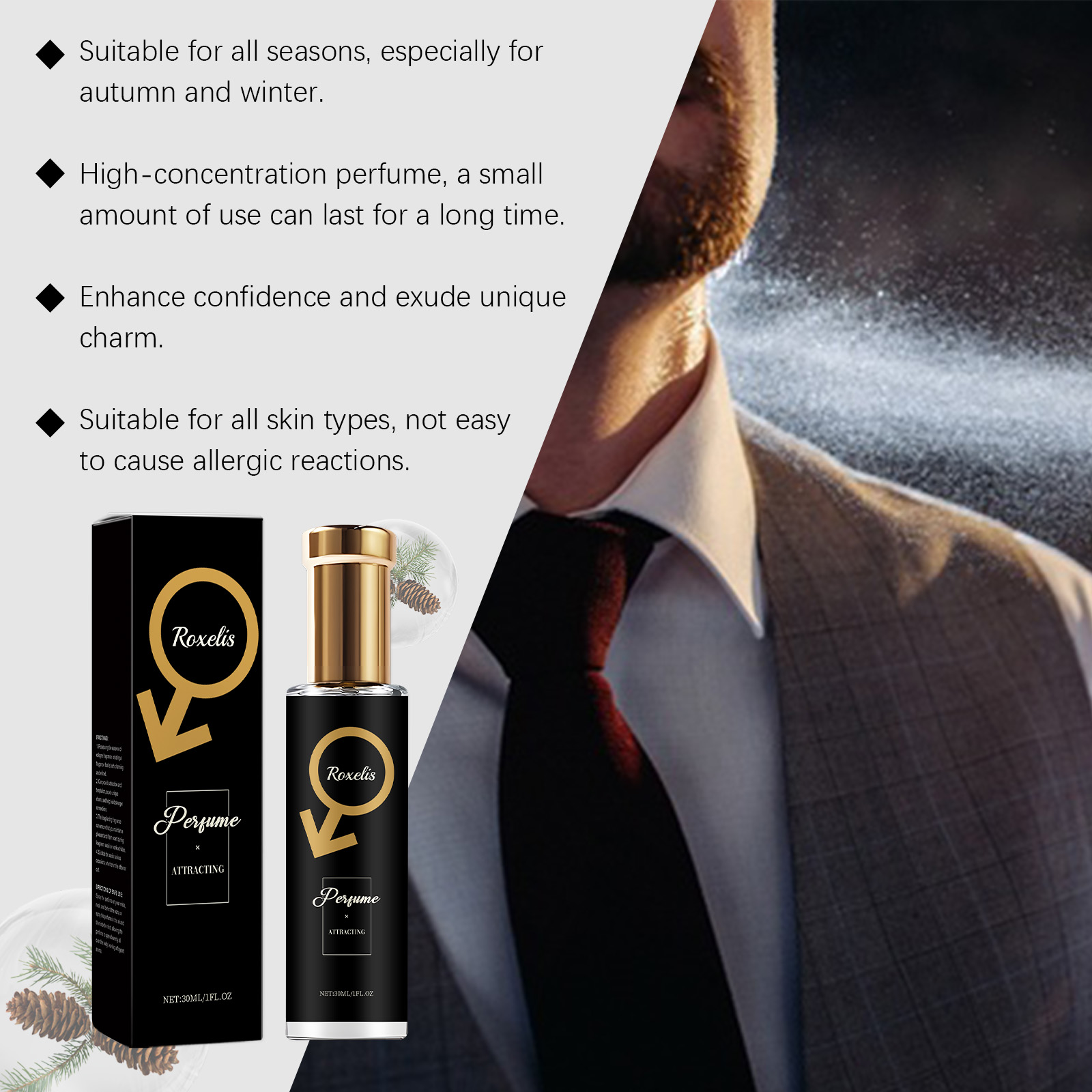 Roxelis 30ml Men Pheromone Per – обзор и цена Body Jewelry Kit