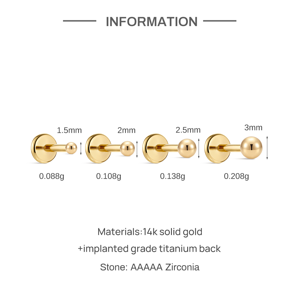 Aide 14K Solid Gold Smooth Bal – обзор и цена Body Jewelry Hypoallergenic