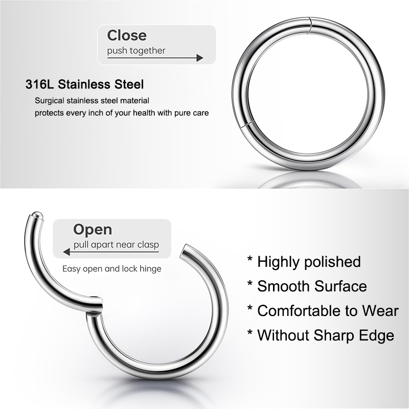 16G 316L Surgical Steel Hinged – обзор и цена Septum Clicker Ring