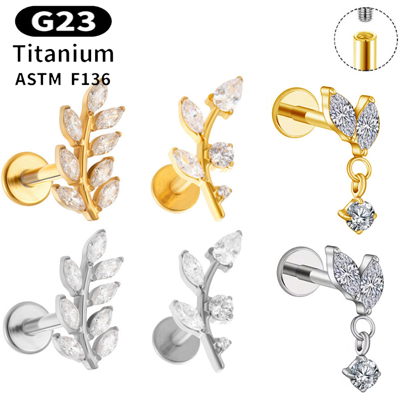1PC G23 Titanium Ear Studs Int – обзор и цена Body Jewelry Implant Grade