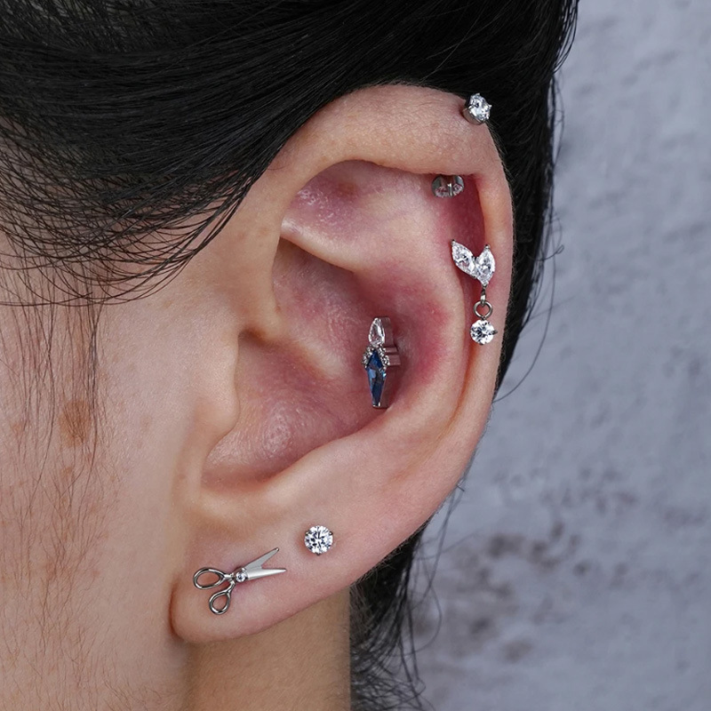 1PC G23 Titanium Ear Studs Int – обзор и цена Body Jewelry Implant Grade