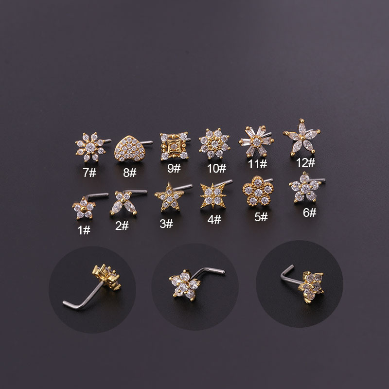 1Pc L Shaped Nose Studs Stainl – обзор и цена Body Jewelry Hypoallergenic
