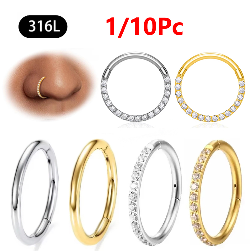 1/10Pc Stainless Steel Nose Ri – обзор и цена Septum Clicker Ring