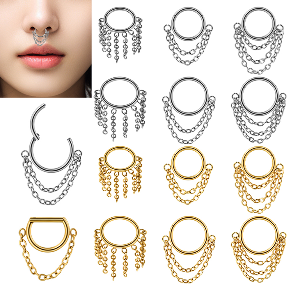 1pcs Surgical Steel Chain Dang – обзор и цена Septum Clicker Ring