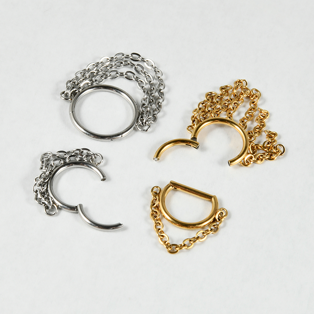1pcs Surgical Steel Chain Dang – обзор и цена Septum Clicker Ring