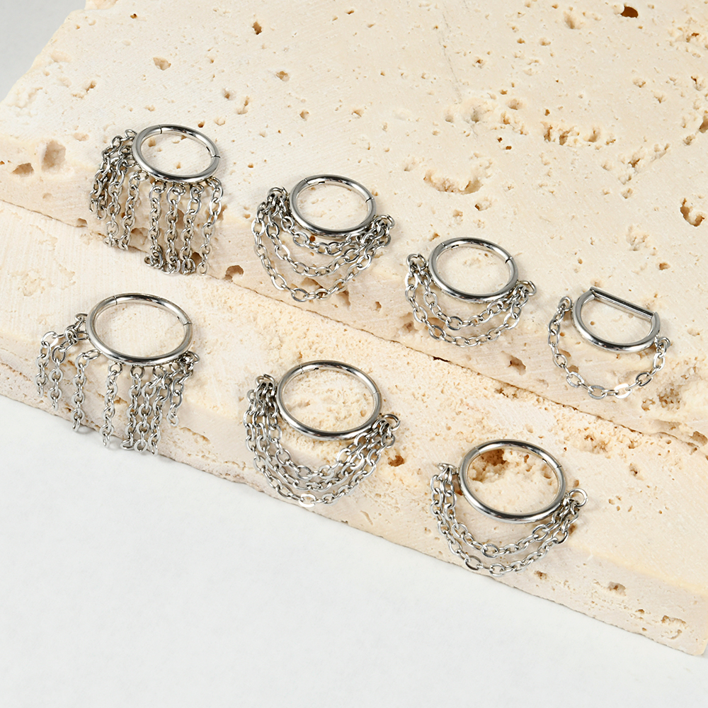 1pcs Surgical Steel Chain Dang – обзор и цена Septum Clicker Ring