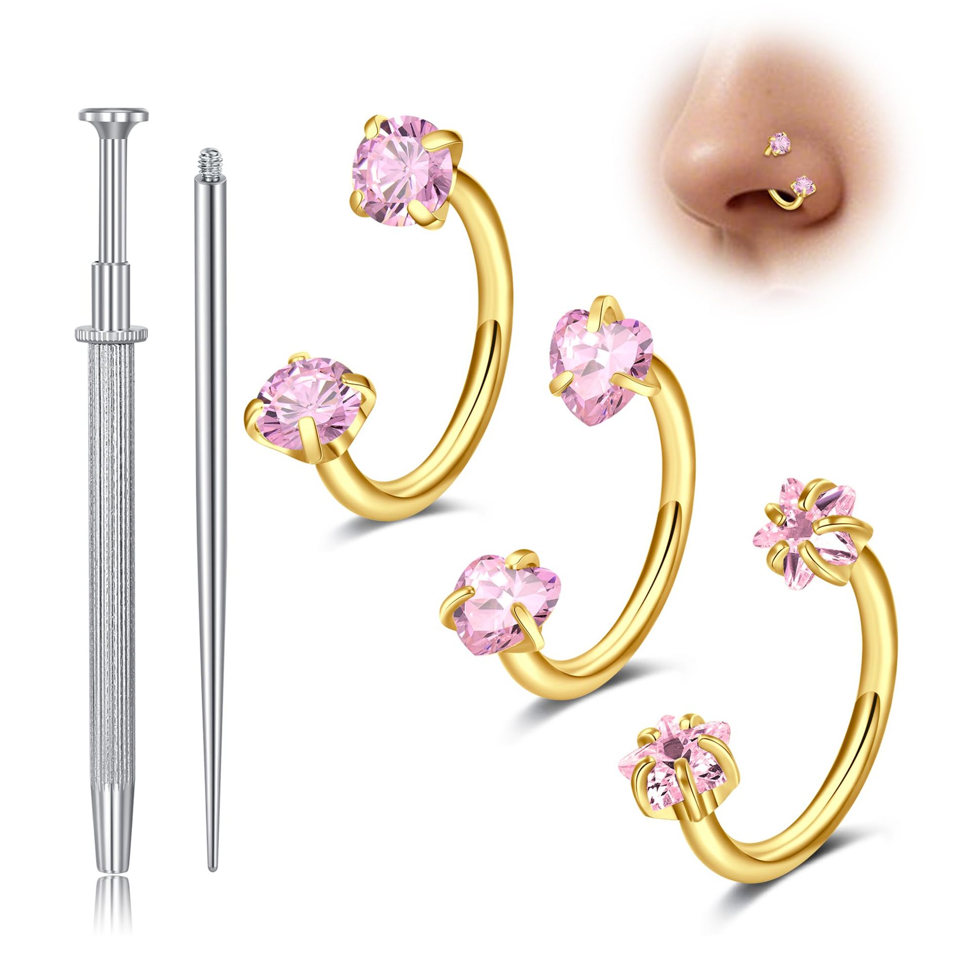 Horseshoe Nose Rings for Women – обзор и цена Body Jewelry Changing Kit