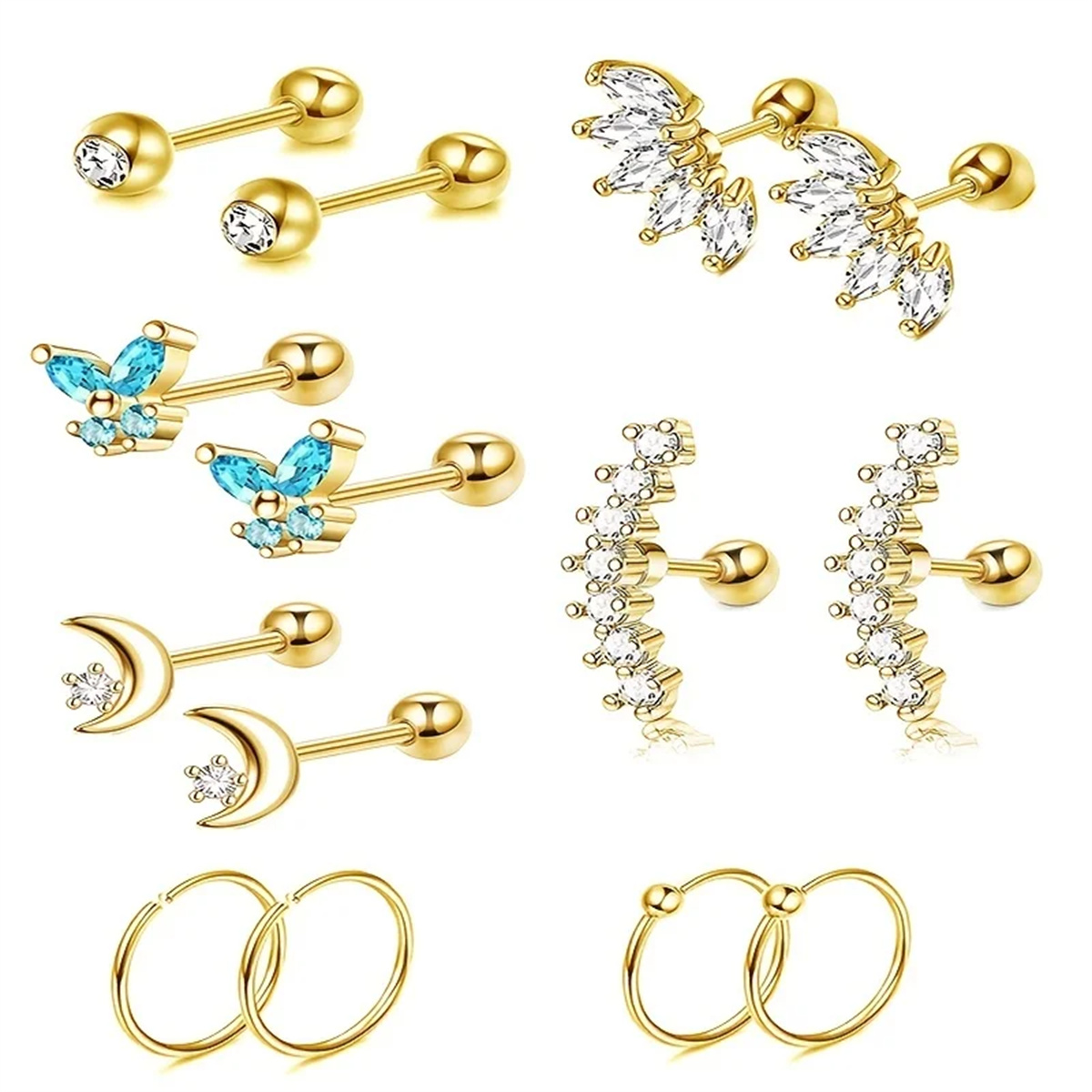 1/7Pairs Stainless Steel Unise – обзор и цена Body Jewelry Hypoallergenic