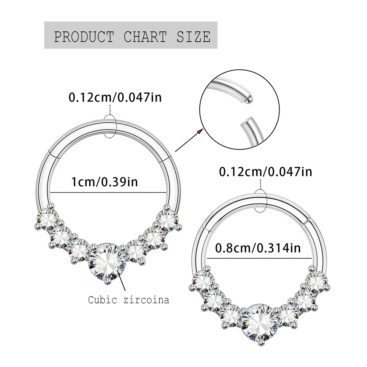 Zircon Hinged Segment Nose Rin – обзор и цена Septum Clicker Ring